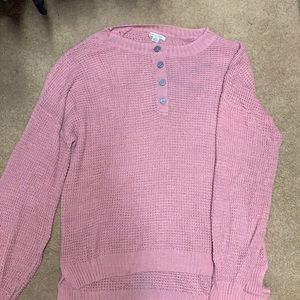 Long Sleeve Lounge Pink Buttoned Top